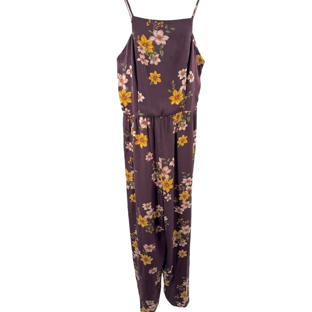 Xhilaration Floral‎ Wide Leg Romper Jumpsuit Square Neck Women's Size XL